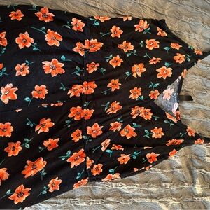 Floral black & orange romper